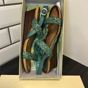 Patrizia Spring Step Teal Braided Wedge Sandals